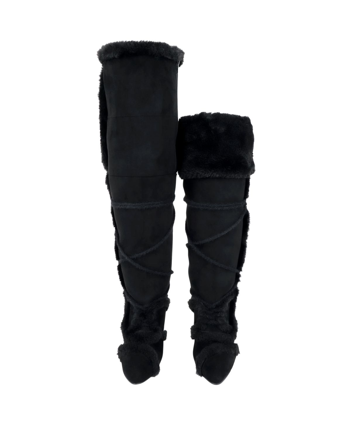 오호스(OJOS) Asym Shearling Wedge Boot / Black