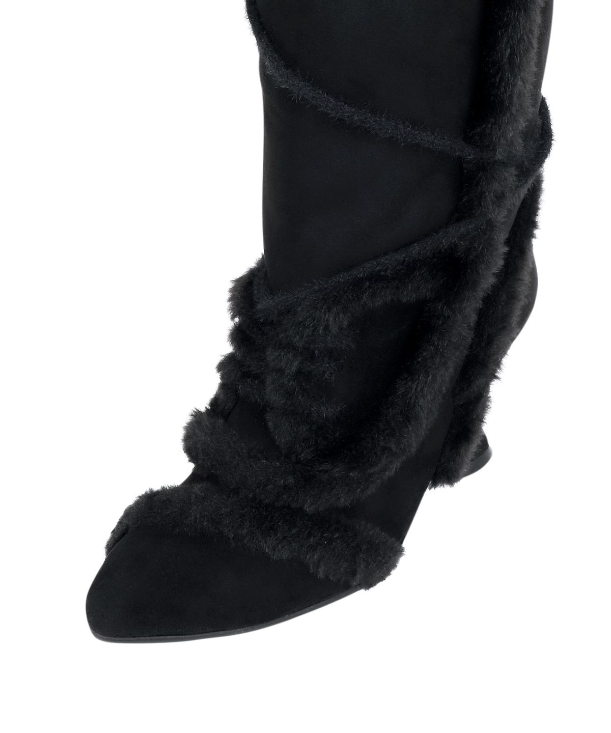 오호스(OJOS) Asym Shearling Wedge Boot / Black