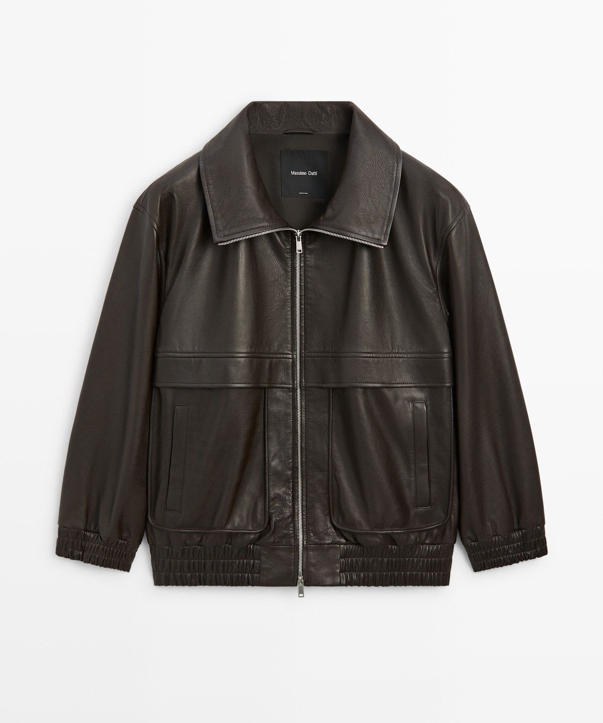 마시모두띠(MASSIMO DUTTI) 나파 가죽 지퍼 봄버 재킷