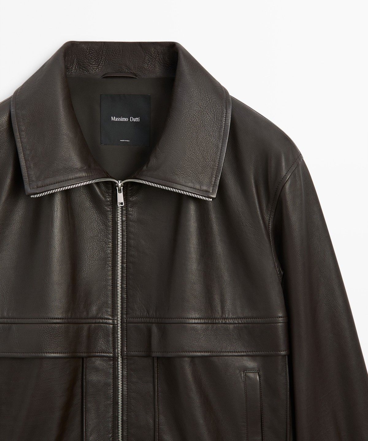 마시모두띠(MASSIMO DUTTI) 나파 가죽 지퍼 봄버 재킷