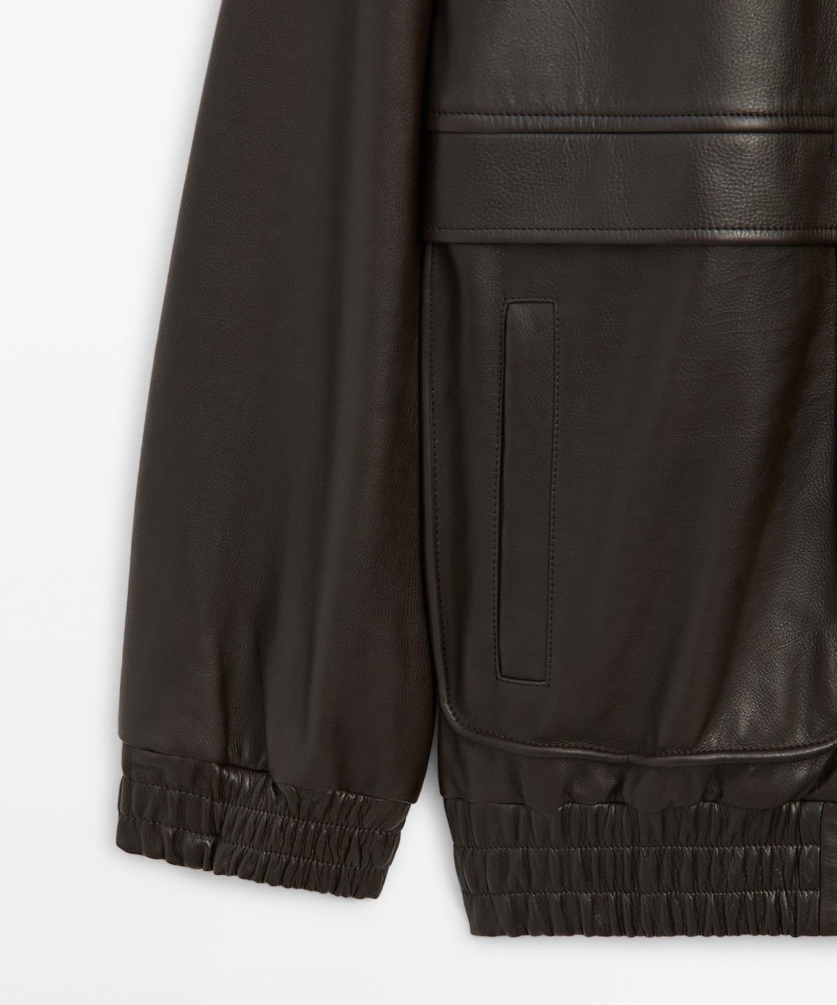 마시모두띠(MASSIMO DUTTI) 나파 가죽 지퍼 봄버 재킷