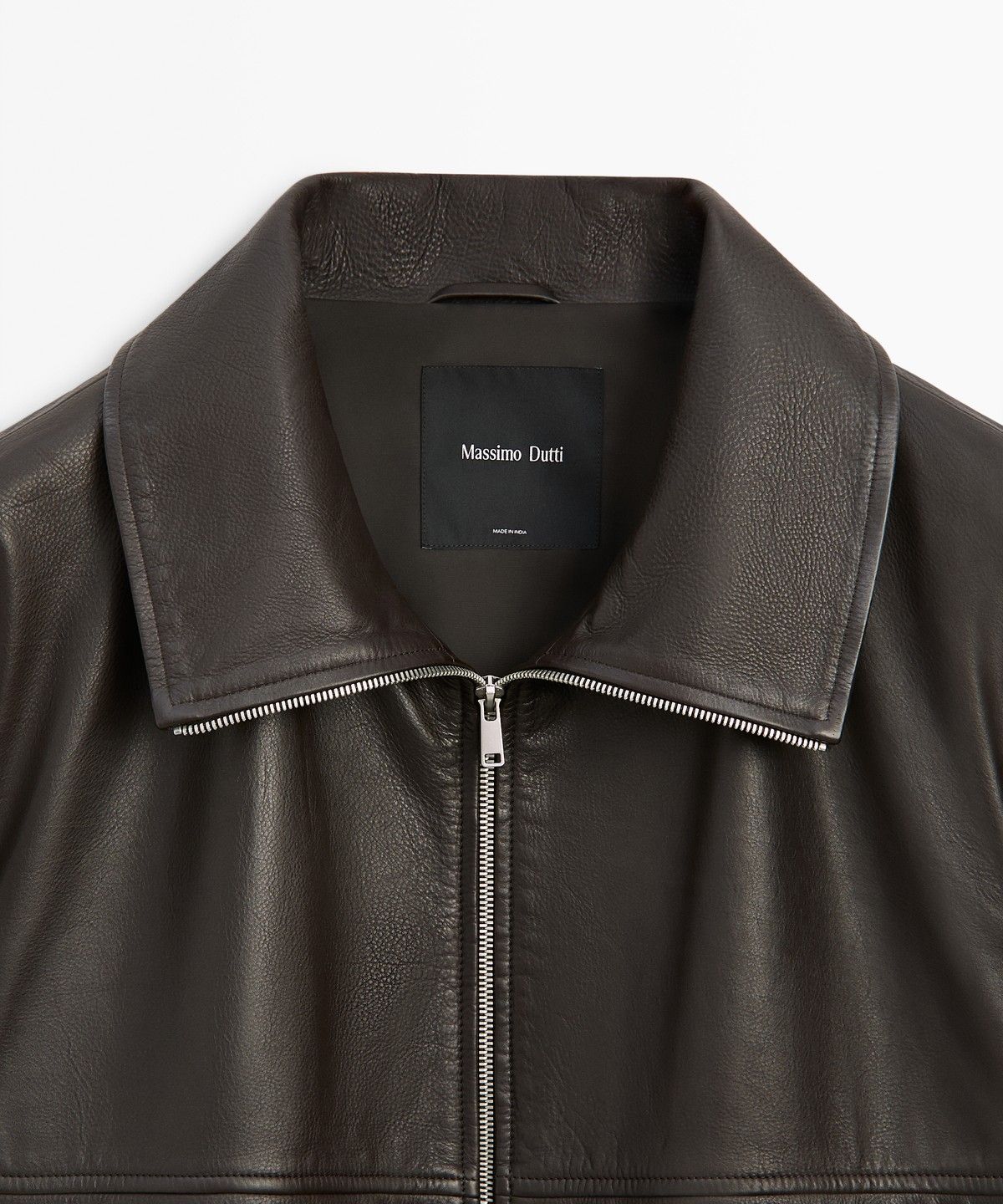 마시모두띠(MASSIMO DUTTI) 나파 가죽 지퍼 봄버 재킷