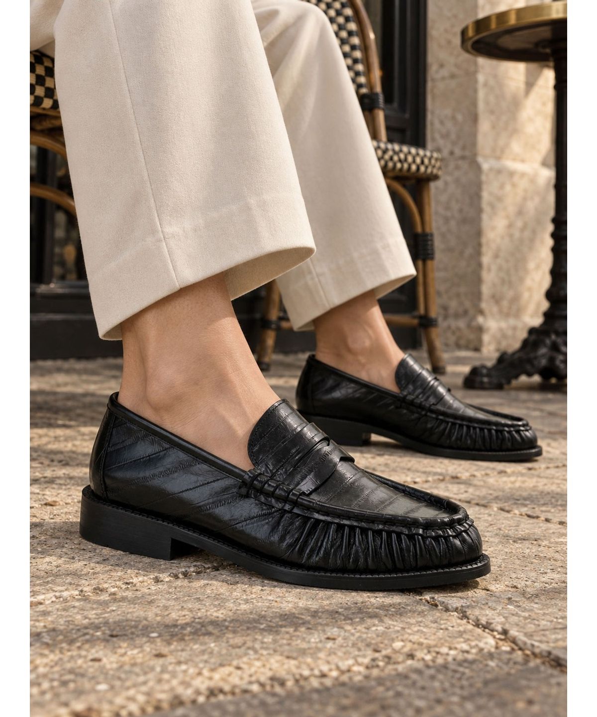 올클래식(ALLCLASSIC) Lune Shirring Loafer #02 [Black eel]