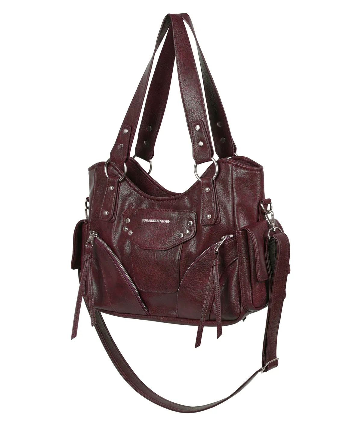 이우가마카라스(IUGAMAKARAS) Studded Leather Shoulder Bag (Burgundy) - Strap