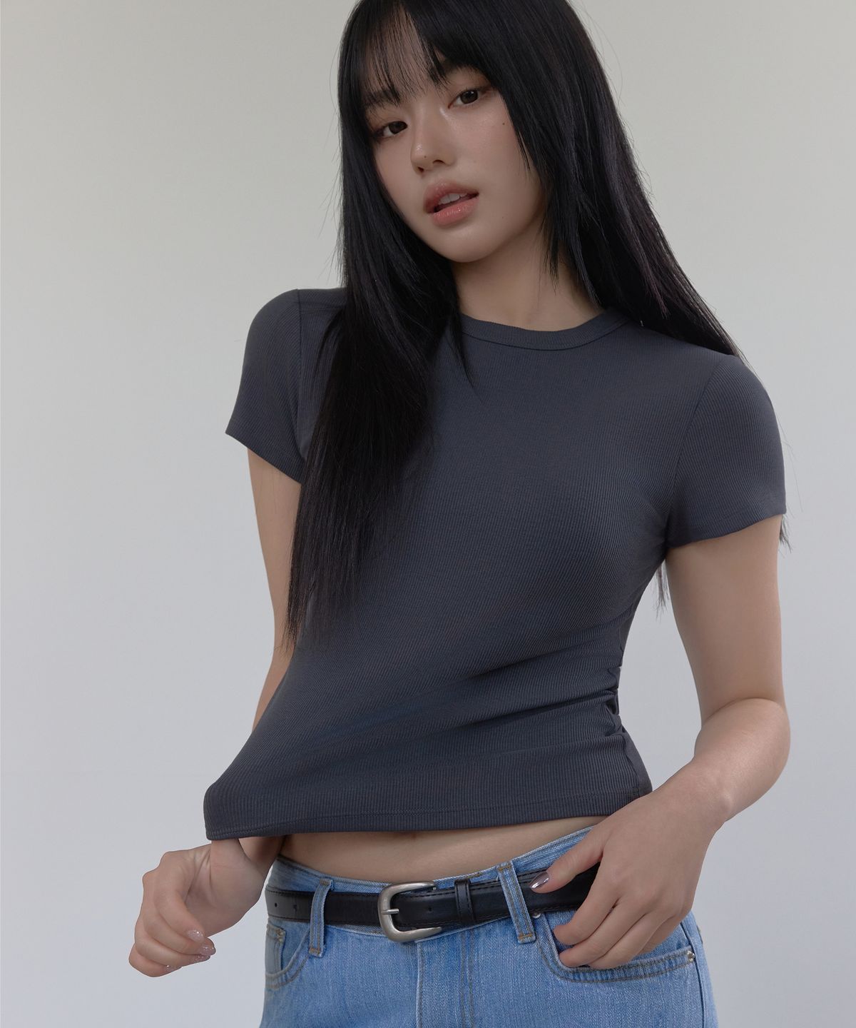릿지서울(RITZYSEOUL) [캡내장] 슬림 크루 기본 티셔츠 (+골지ver)
