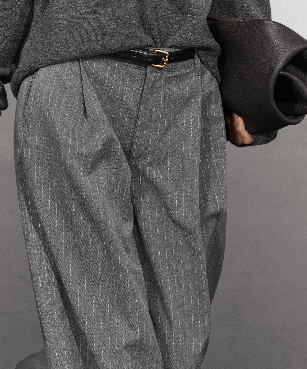 마시모두띠(MASSIMO DUTTI) 와이드 레그 핀스트라이프 팬츠