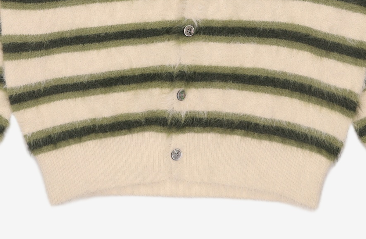 오픈야드(오와이)(OPENYARD(OY)) HAIRY STRIPE KNIT CARDIGAN M