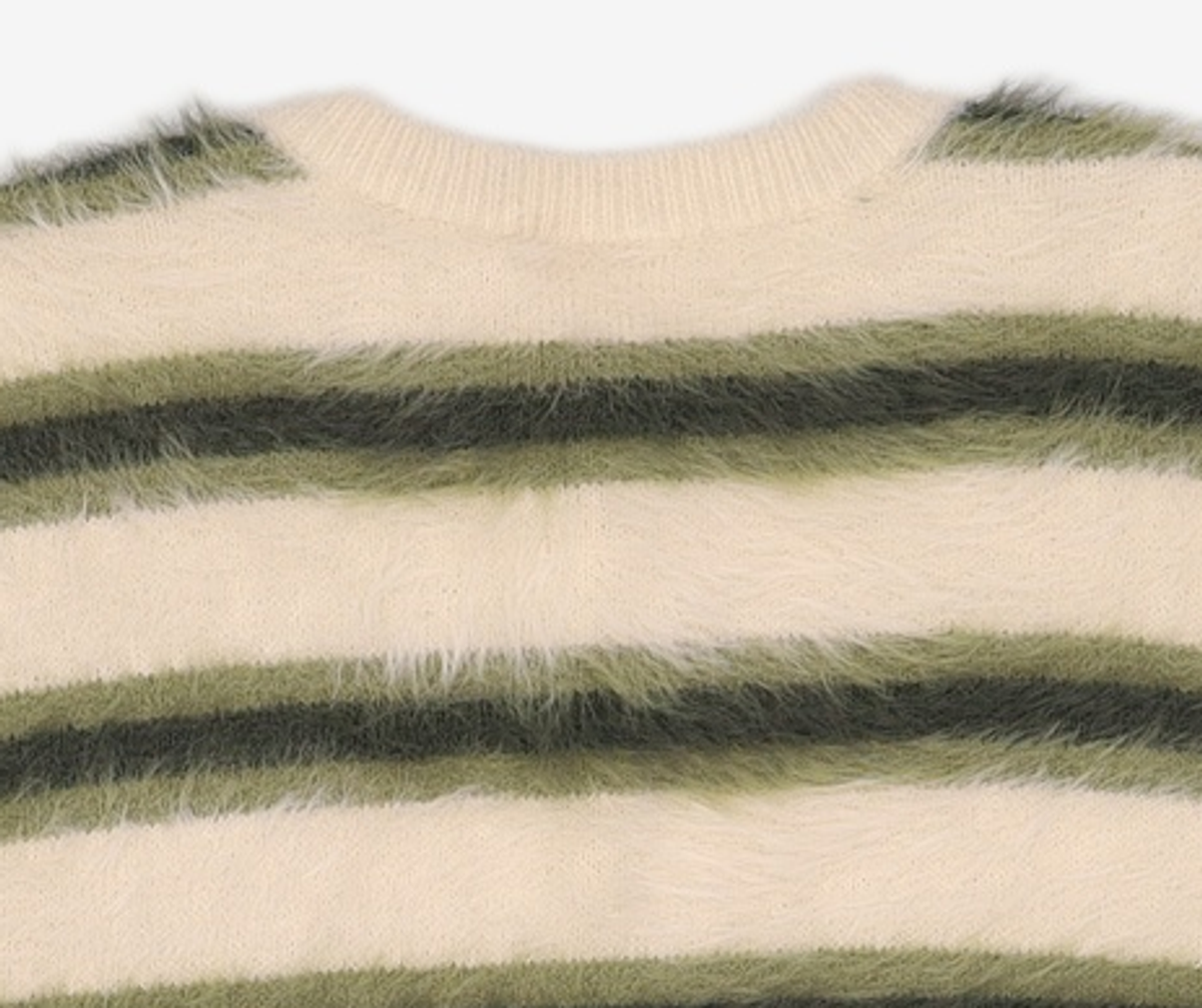 오픈야드(오와이)(OPENYARD(OY)) HAIRY STRIPE KNIT CARDIGAN M