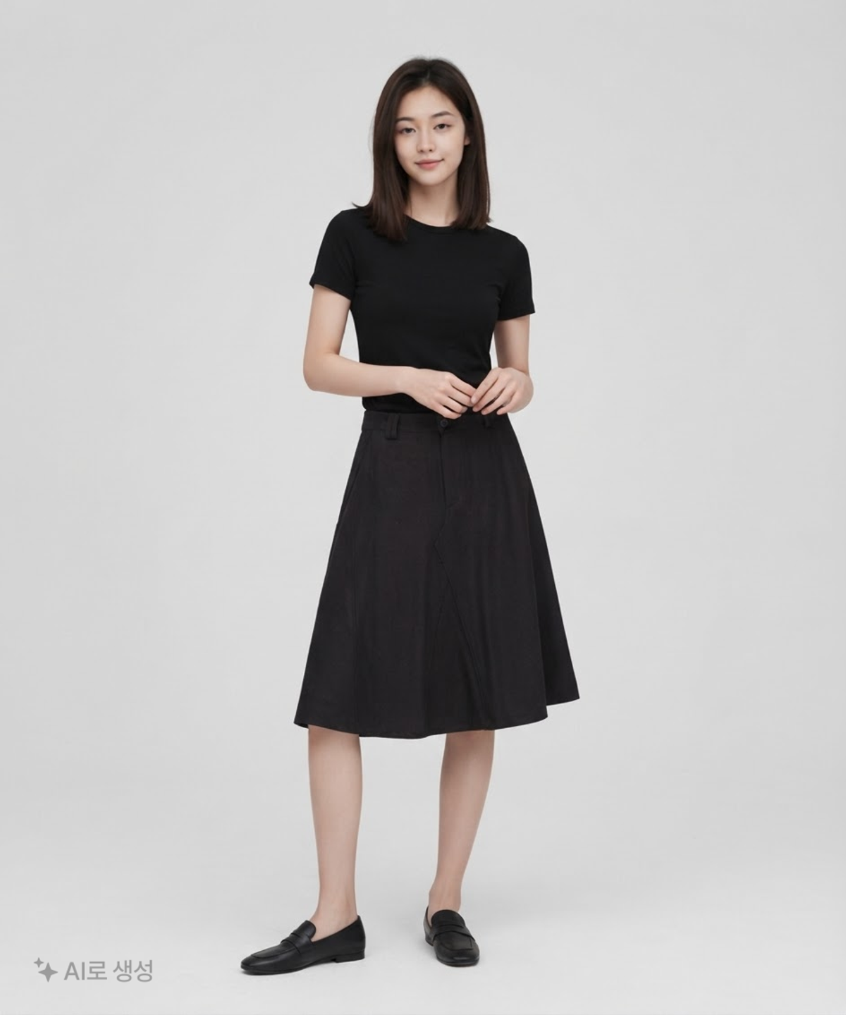 오헤시오(OHESHIO) WOOL TWILL A-LINE SKIRT M
