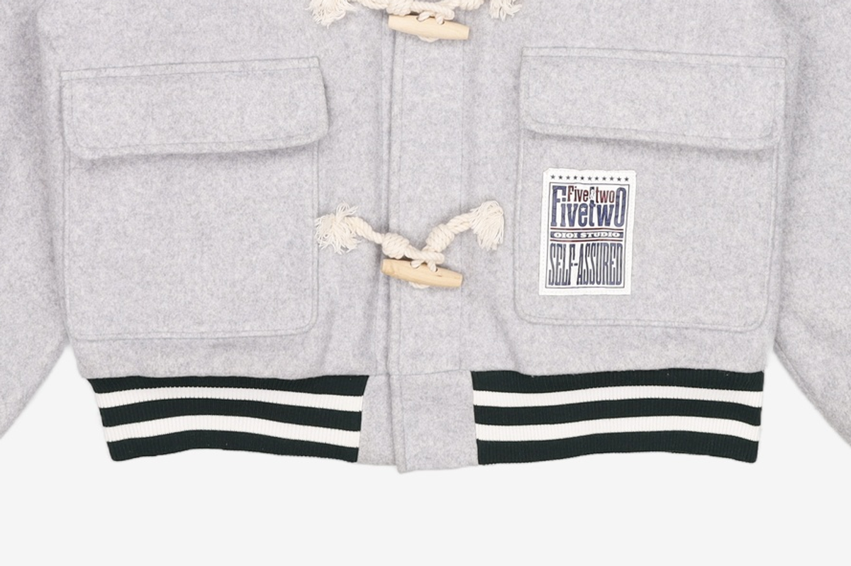 오아이오아이 컬렉션(OIOI COLLECTION) COLOR BLOCK WOOL BASEBALL JACKET [GREY] L