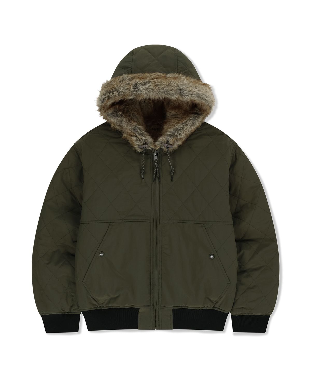 썬러브투어(SUNLOVETOUR) Reversible Faux Fur Jacket Olive