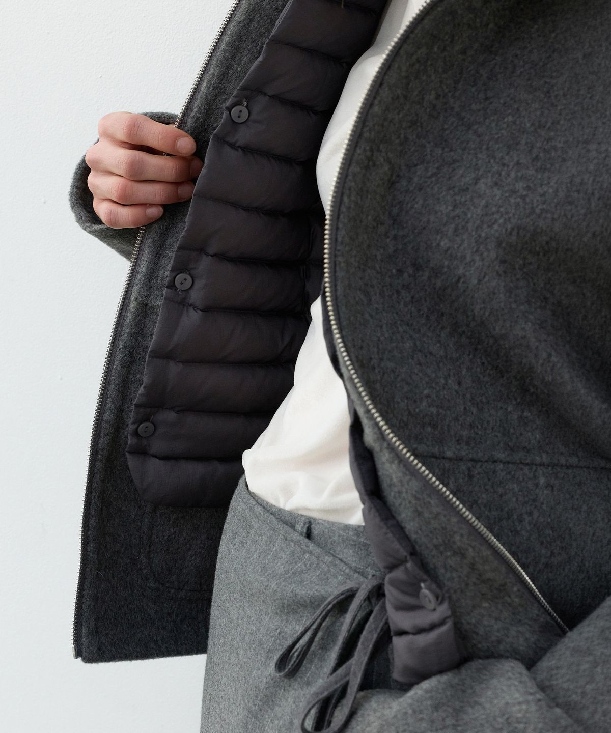 르바(LEVAR) Handmade Wool Down Blouson - Melange Grey