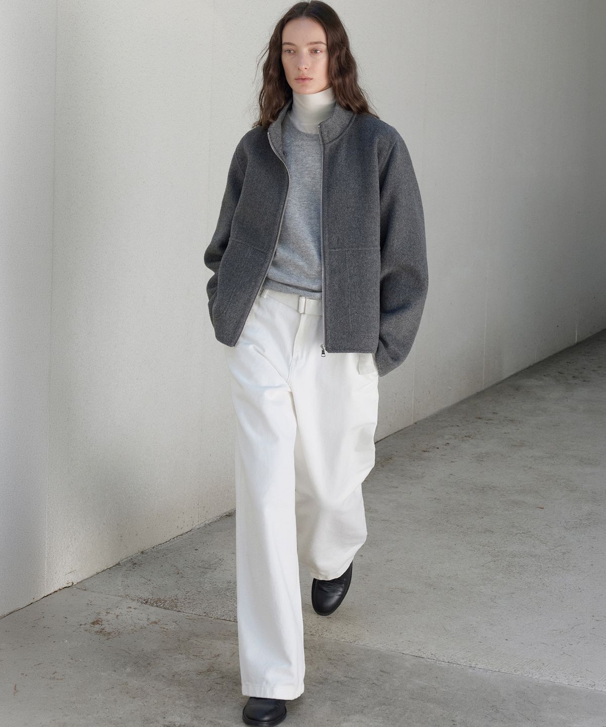 르바(LEVAR) Handmade Wool Down Blouson - Melange Grey
