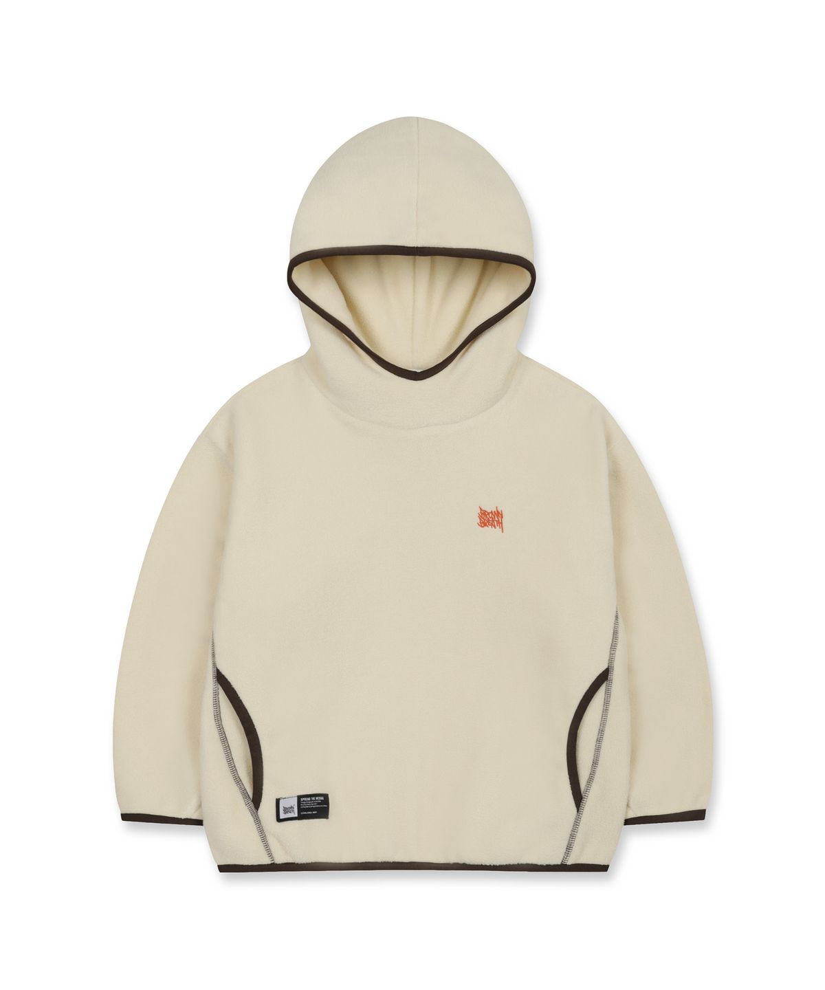 브라운브레스 키즈(BROWNBREATH KIDS) KIDS FLEECE STAMP TAG HOODIE - CREAM