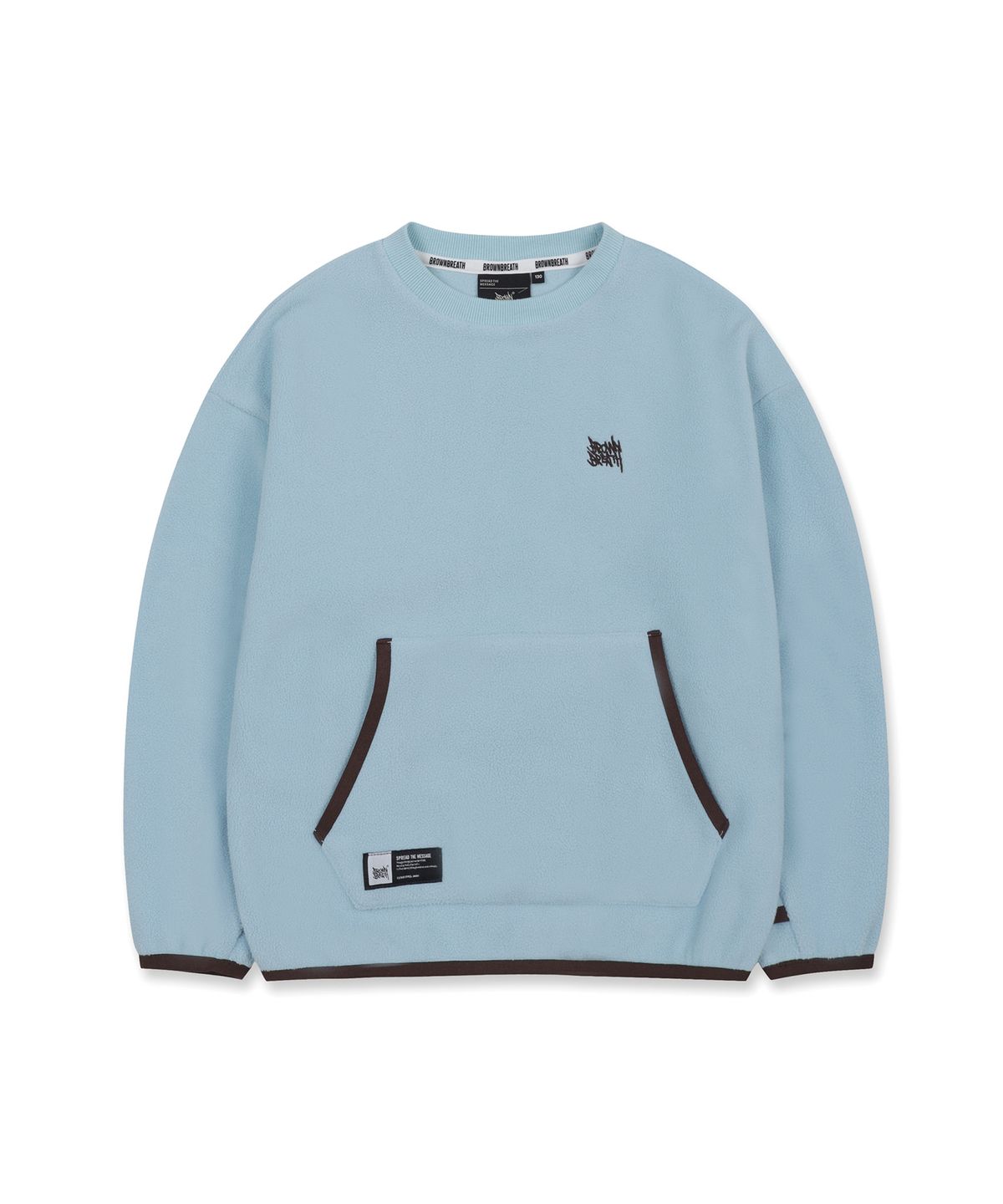 브라운브레스 키즈(BROWNBREATH KIDS) KIDS FLEECE STAMP TAG CREWNECK - SKY BLUE