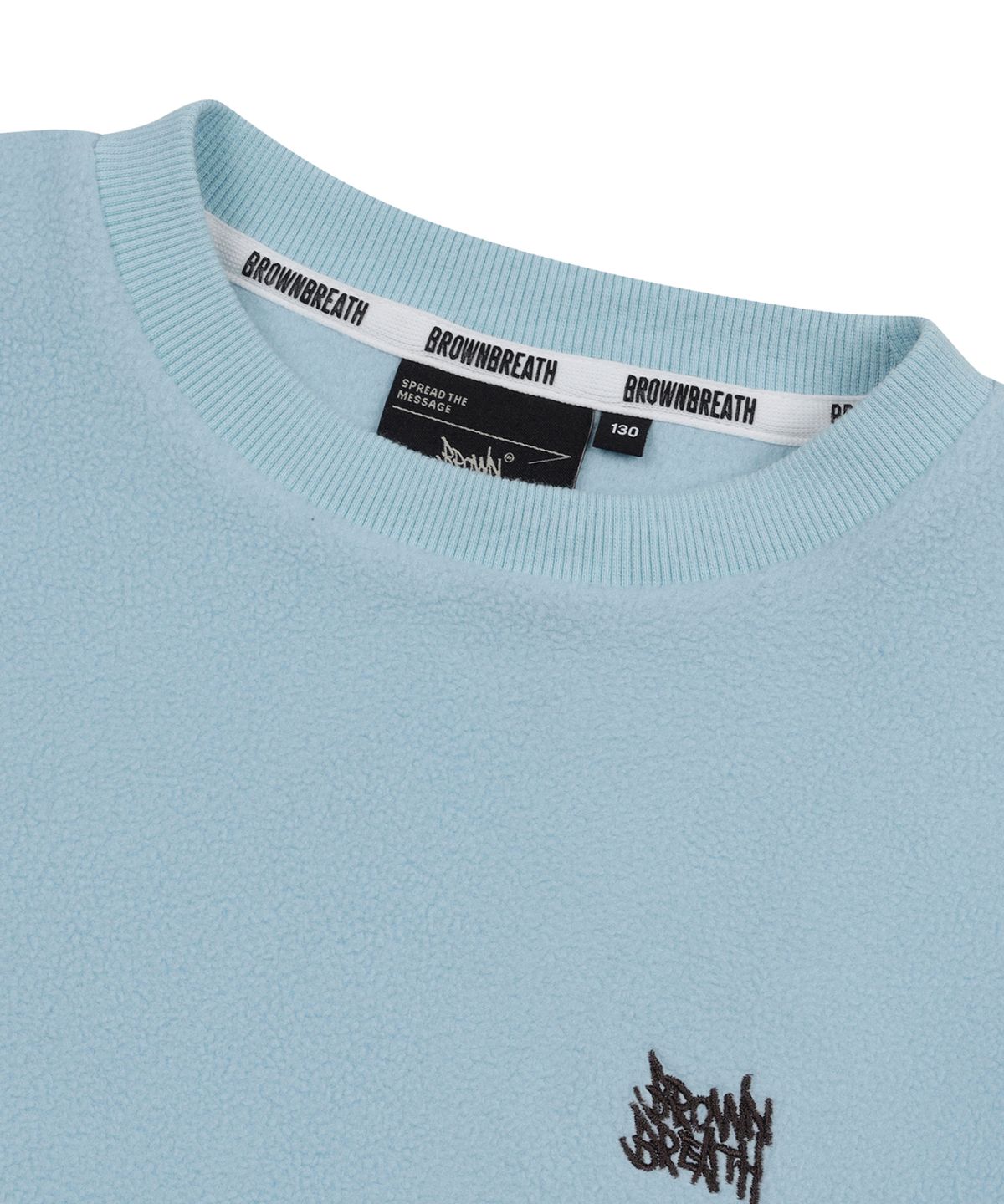 브라운브레스 키즈(BROWNBREATH KIDS) KIDS FLEECE STAMP TAG CREWNECK - SKY BLUE