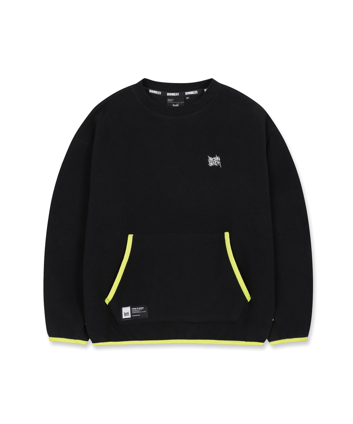 브라운브레스 키즈(BROWNBREATH KIDS) KIDS FLEECE STAMP TAG CREWNECK - BLACK