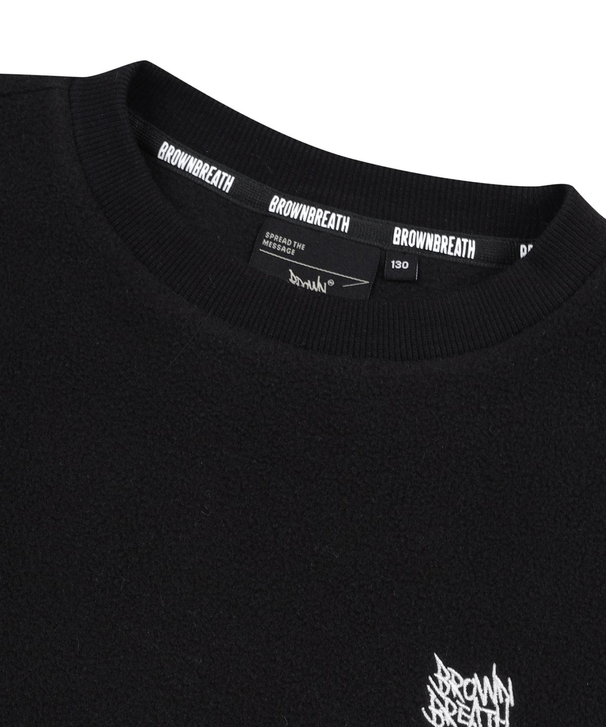 브라운브레스 키즈(BROWNBREATH KIDS) KIDS FLEECE STAMP TAG CREWNECK - BLACK