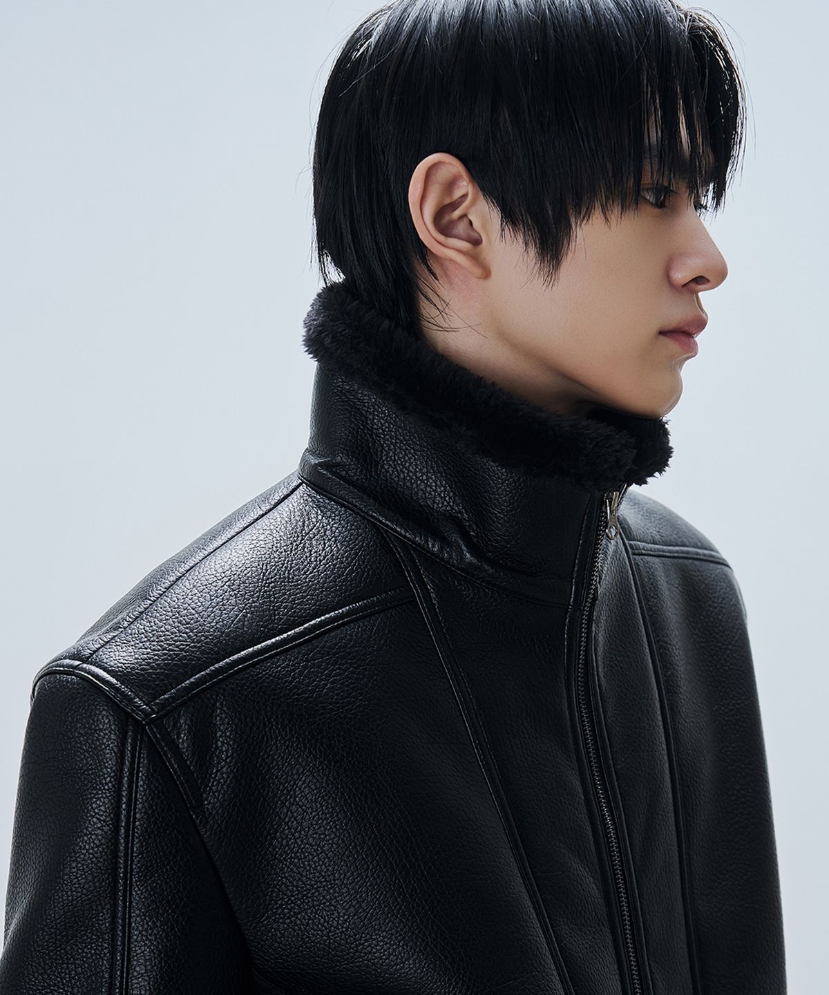 드로우핏(DRAW FIT) 베인 하이넥 레더 무톤 자켓 [BLACK]