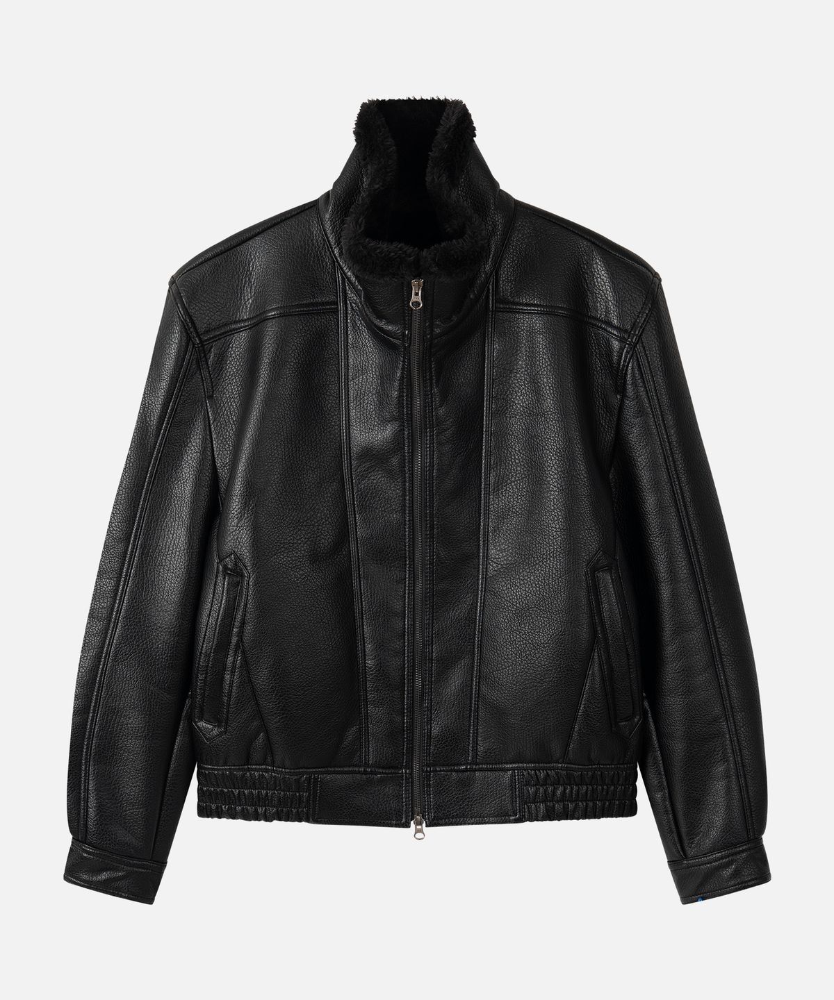 드로우핏(DRAW FIT) 베인 하이넥 레더 무톤 자켓 [BLACK]