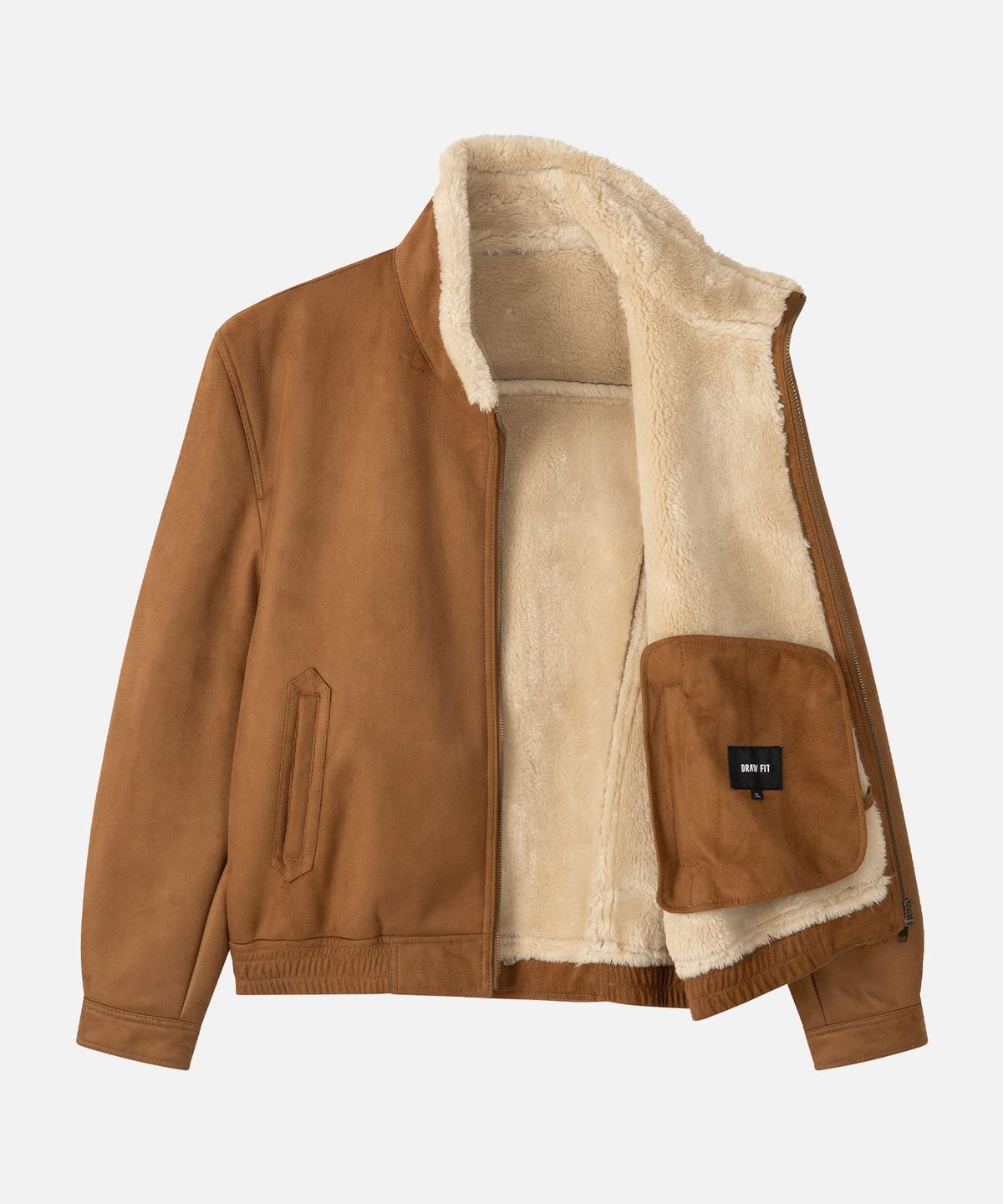 드로우핏(DRAW FIT) 듀크 하이넥 스웨이드 무톤 자켓 [CAMEL]
