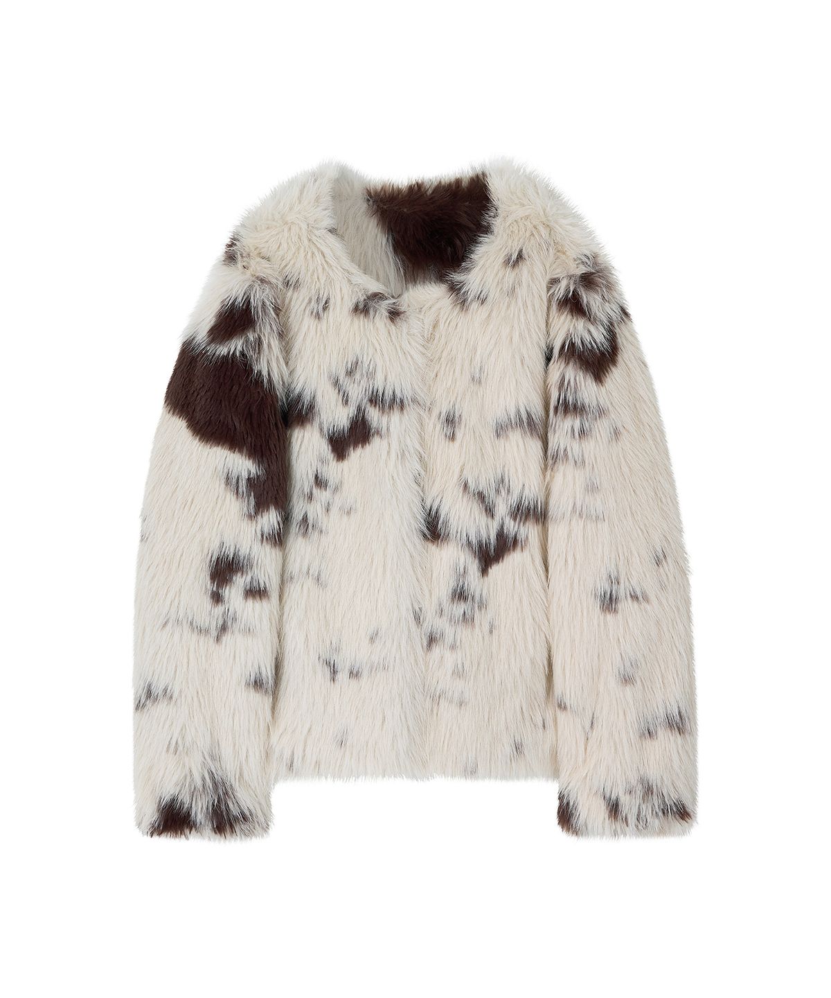 로타입(ROUGHTYPE) Cow Neckless Fur Jacket - Ivory