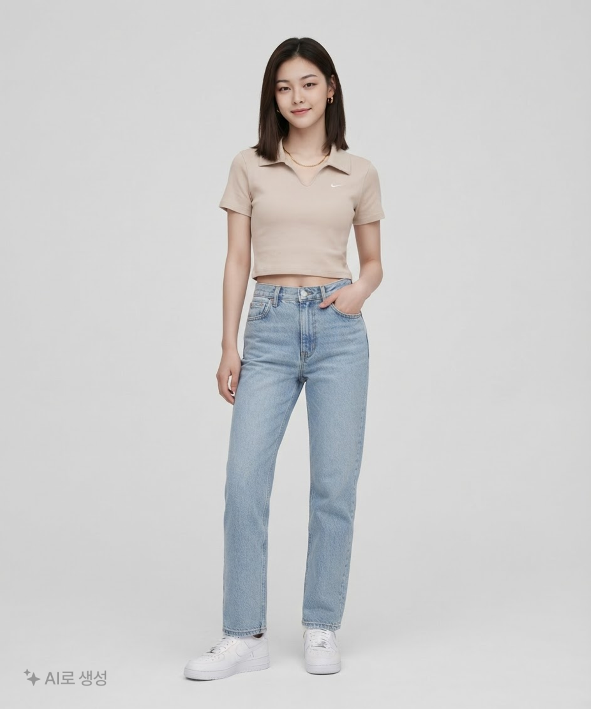 나이키(NIKE) 스포츠웨어 타이트 크롭 폴로 W - 크림 II:화이트 / IO2730-236 S