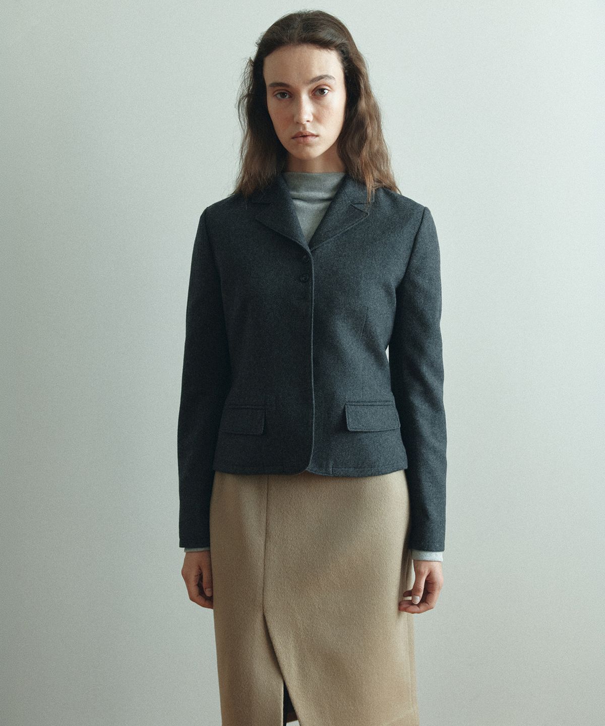 파로(FAHRO) MULTI BUTTON WOOL BLAZER D.GREY