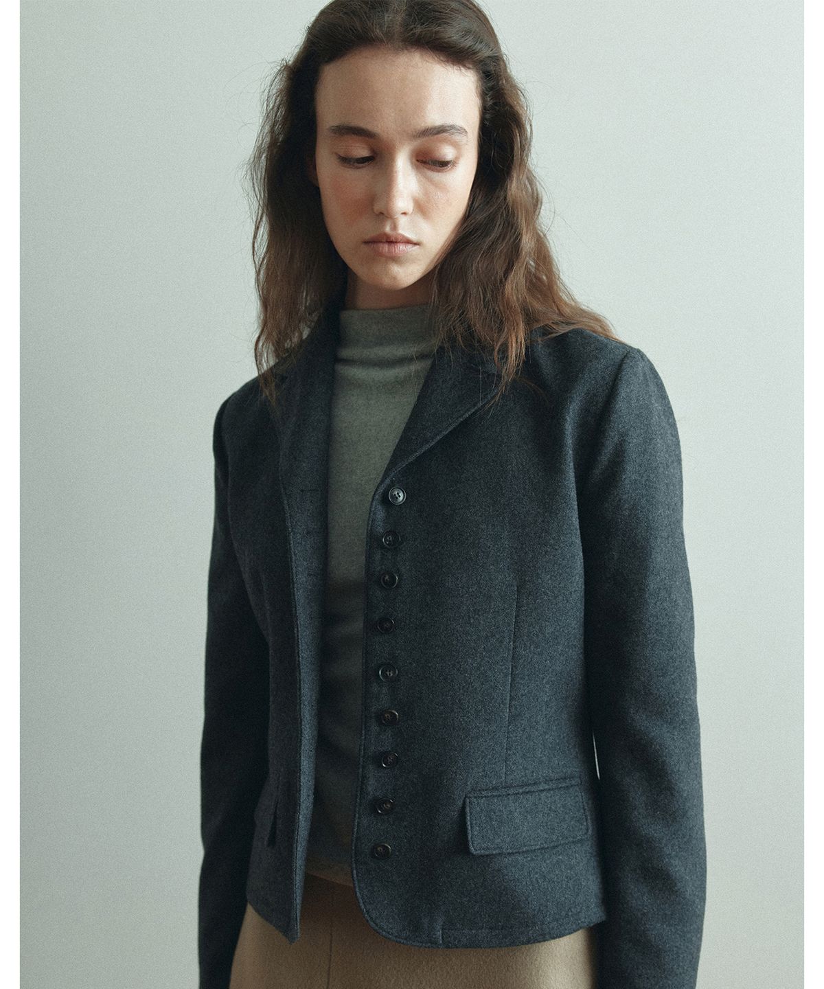 파로(FAHRO) MULTI BUTTON WOOL BLAZER D.GREY