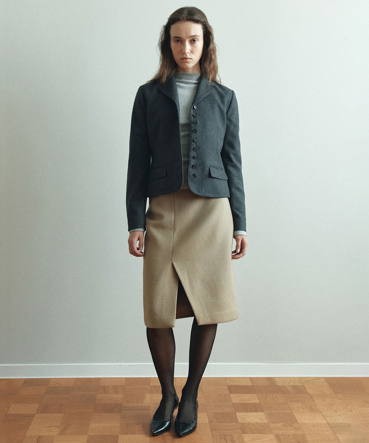 파로(FAHRO) MULTI BUTTON WOOL BLAZER D.GREY