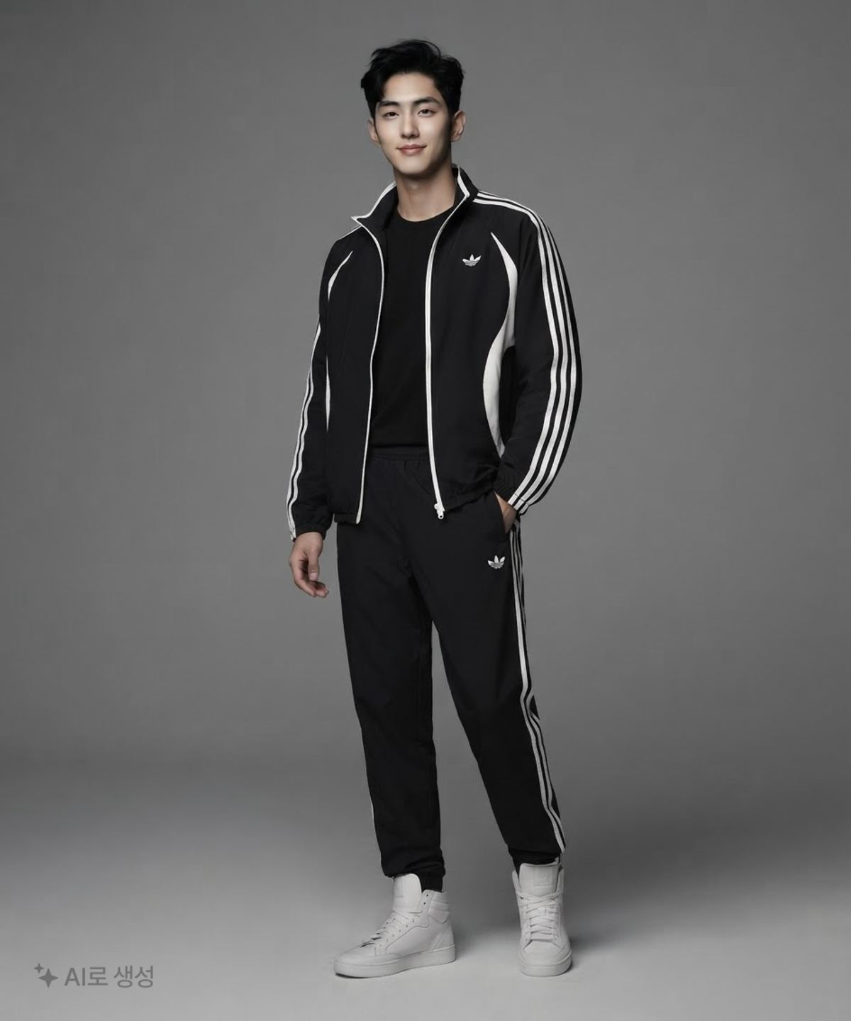아디다스(ADIDAS) 팀가이스트 트랙탑 - 블랙:화이트 / JC6227 S