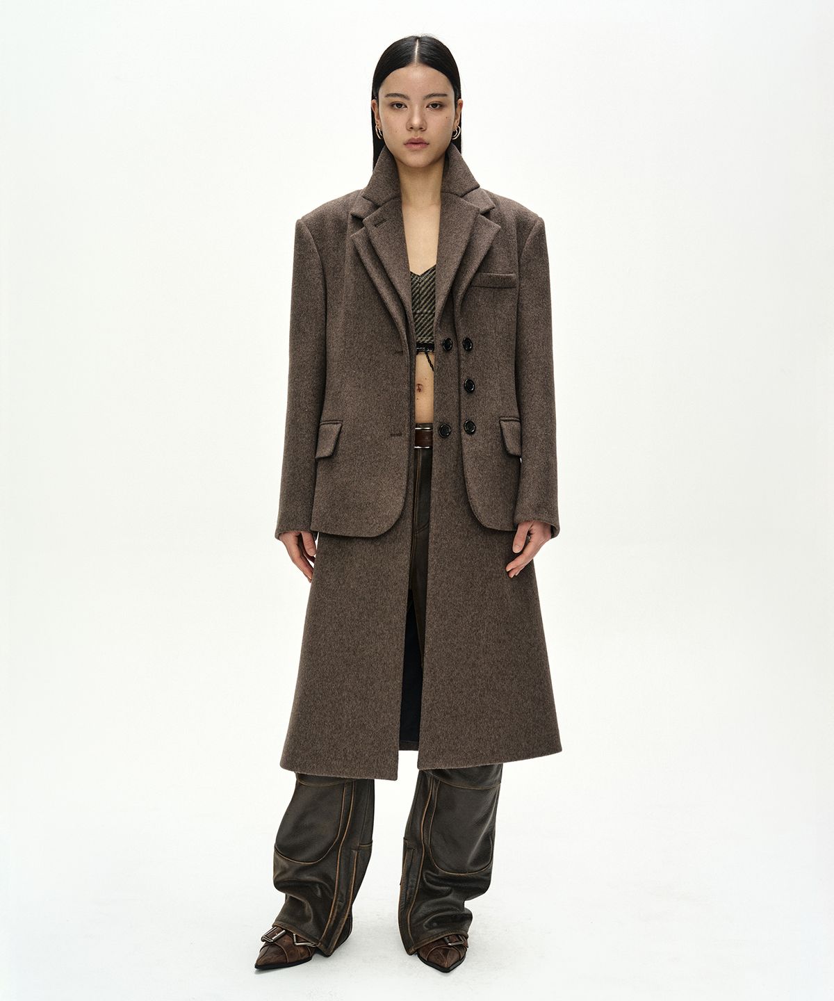 앤더슨벨(ADSB ANDERSSON BELL) BLAZER LAYERED 26 COAT (BROWN)