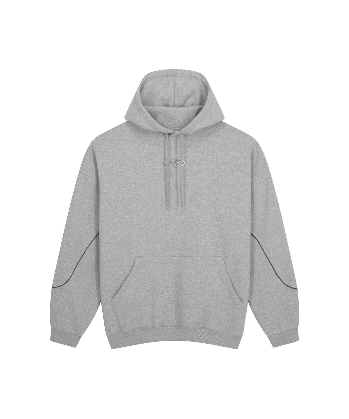 본투윈(BORN TO WIN) BIG CHROME REFLECTIVE LINE FLEECE HOODIE [MELANGE GREY]