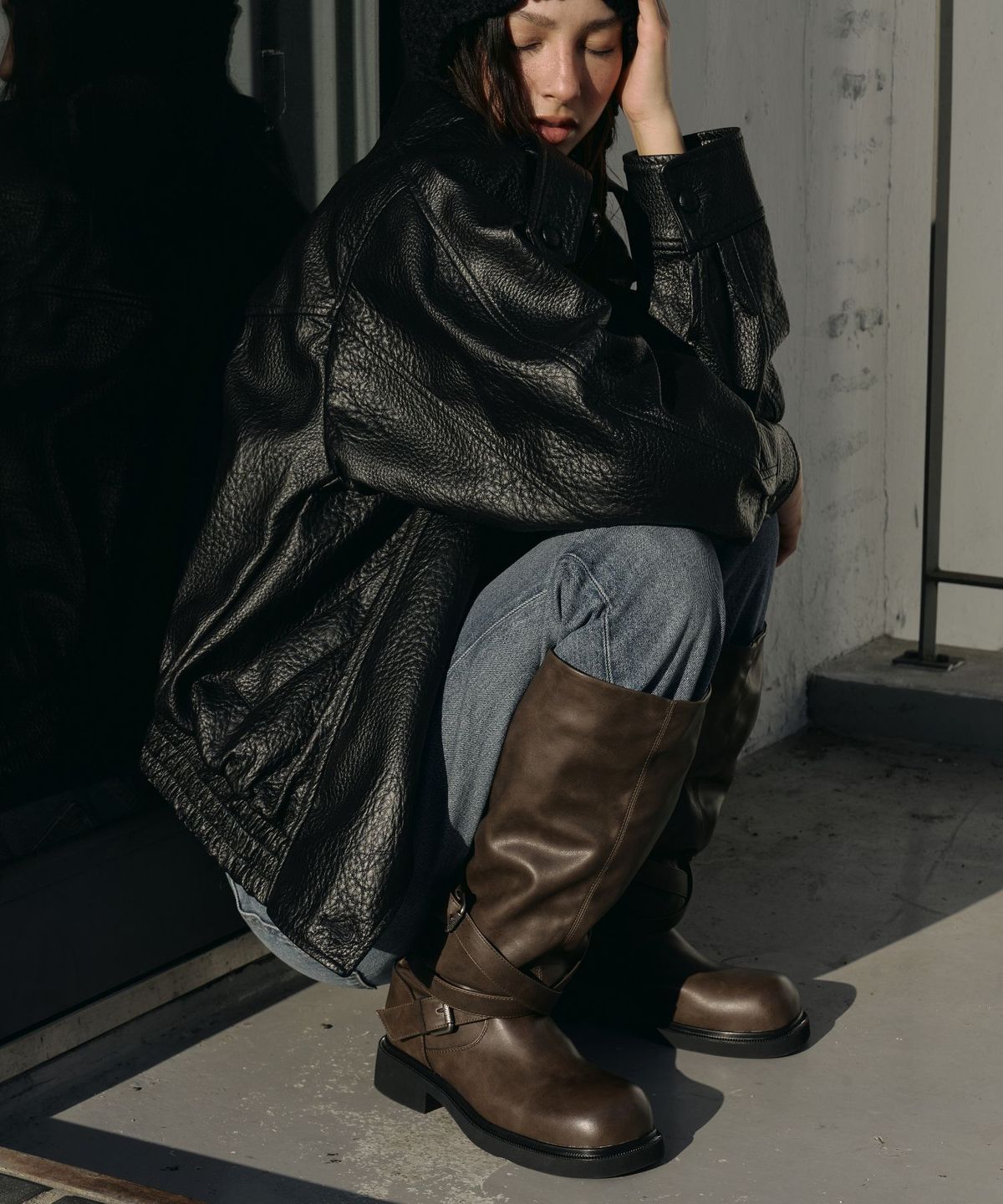 아삐에 마르슈(APIED MARCHE) Le Flare Slouchy Leather Long Boots 소가죽 롱 부츠  4.5cm -PM3044 (3color)