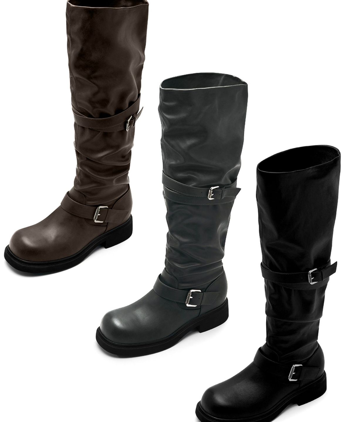 아삐에 마르슈(APIED MARCHE) Le Flare Slouchy Leather Long Boots 소가죽 롱 부츠  4.5cm -PM3044 (3color)