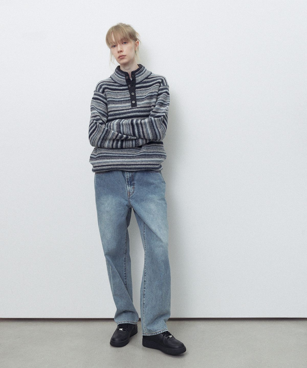 디스이즈네버댓(THISISNEVERTHAT) Striped Wool Knit Pullover Navy