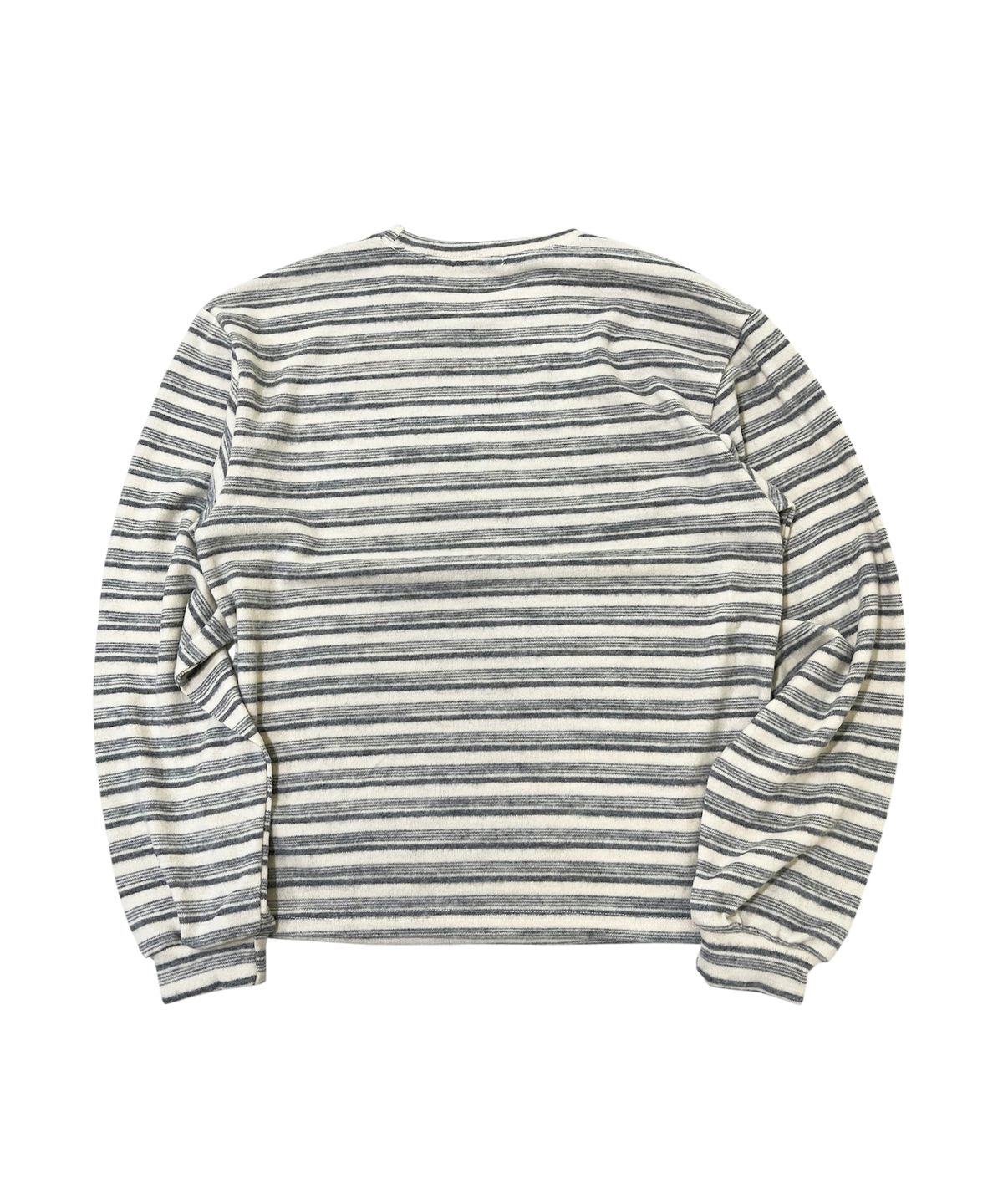 스케이터락(SK8ER ROCK) Fuzzy Stripe Knit Long Sleeve Tee (ivory*gray)