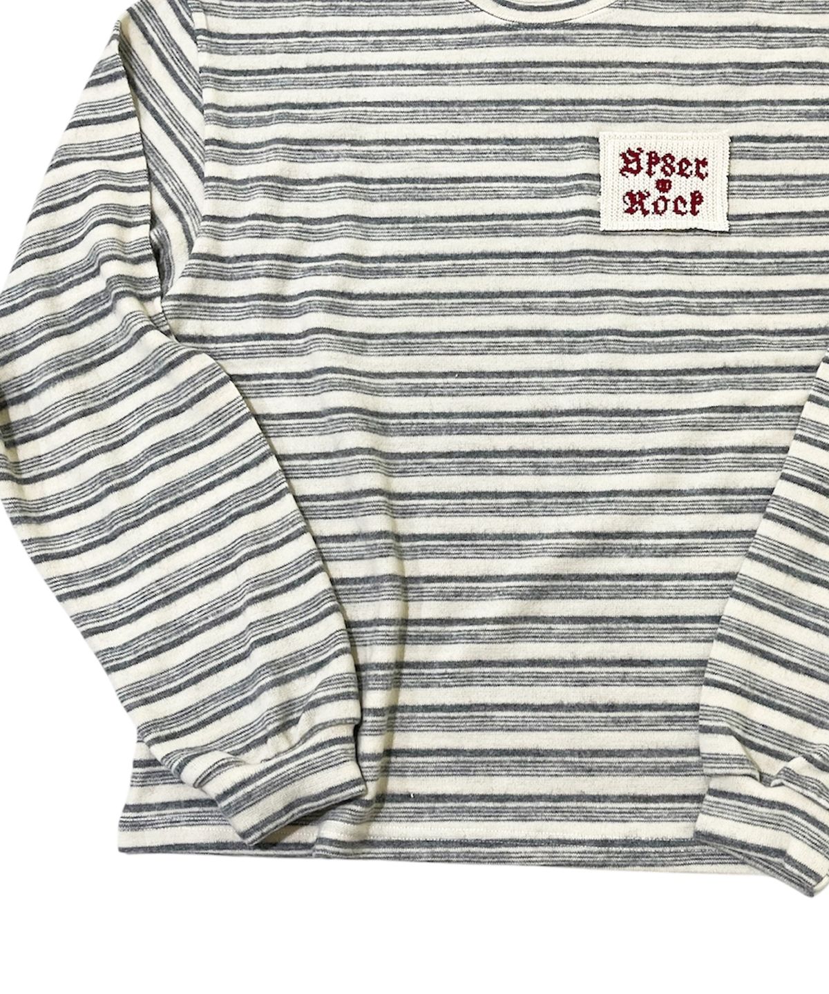 스케이터락(SK8ER ROCK) Fuzzy Stripe Knit Long Sleeve Tee (ivory*gray)