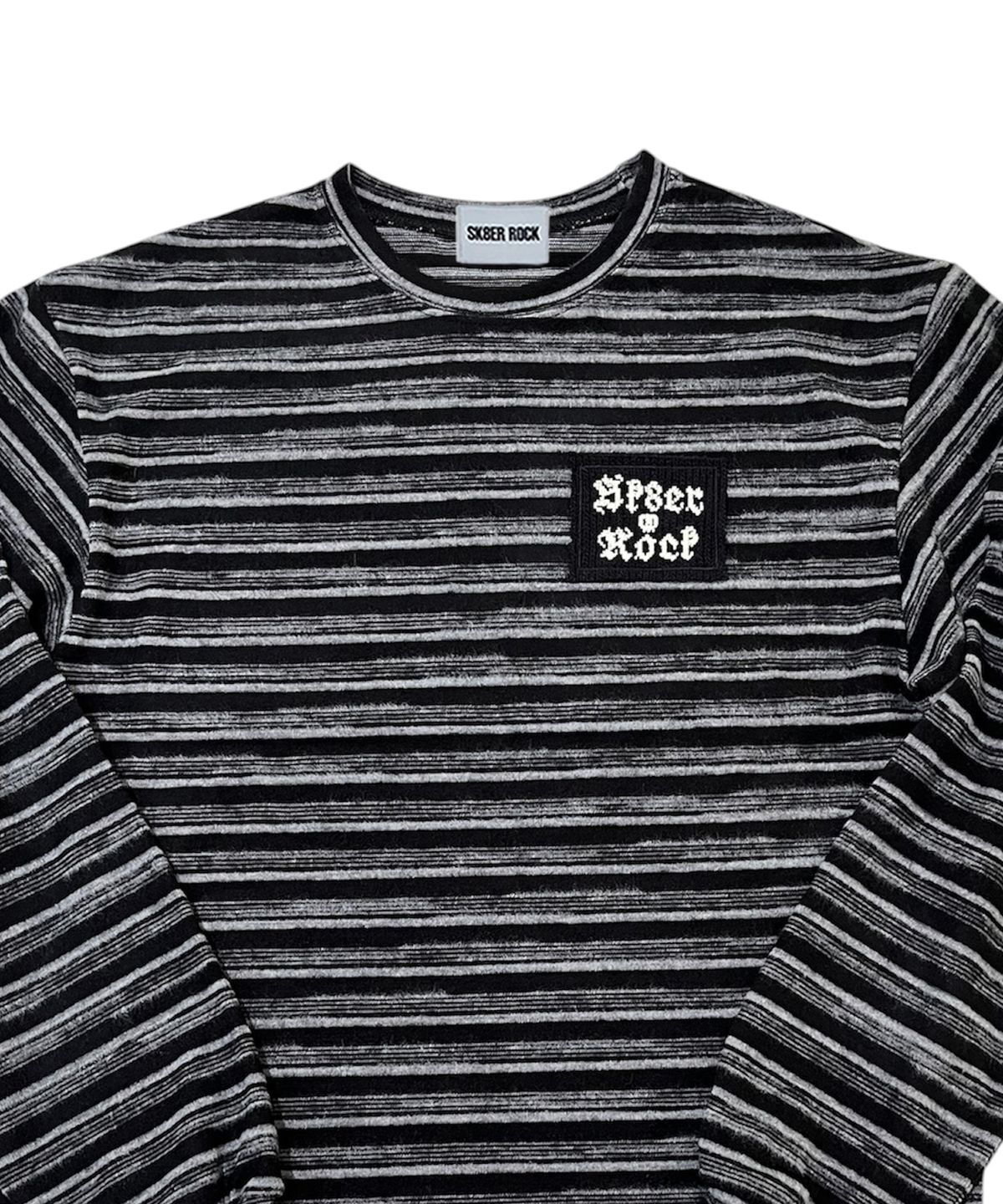 스케이터락(SK8ER ROCK) Fuzzy Stripe Knit Long Sleeve Tee (black*gray)