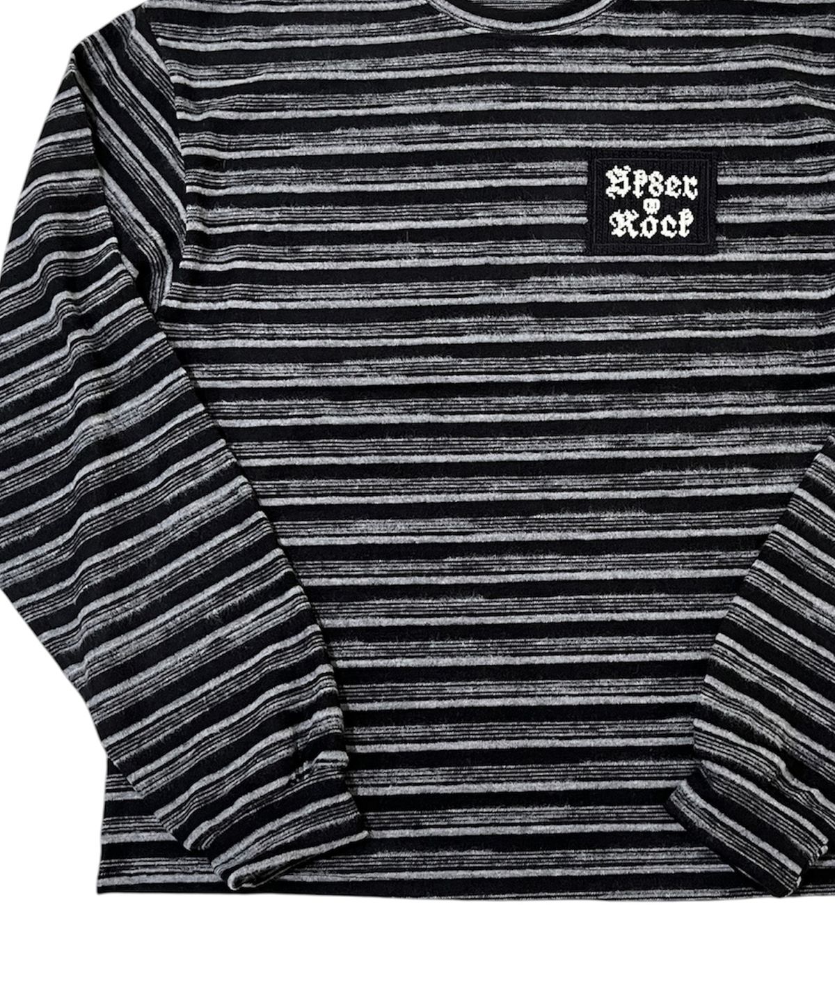 스케이터락(SK8ER ROCK) Fuzzy Stripe Knit Long Sleeve Tee (black*gray)