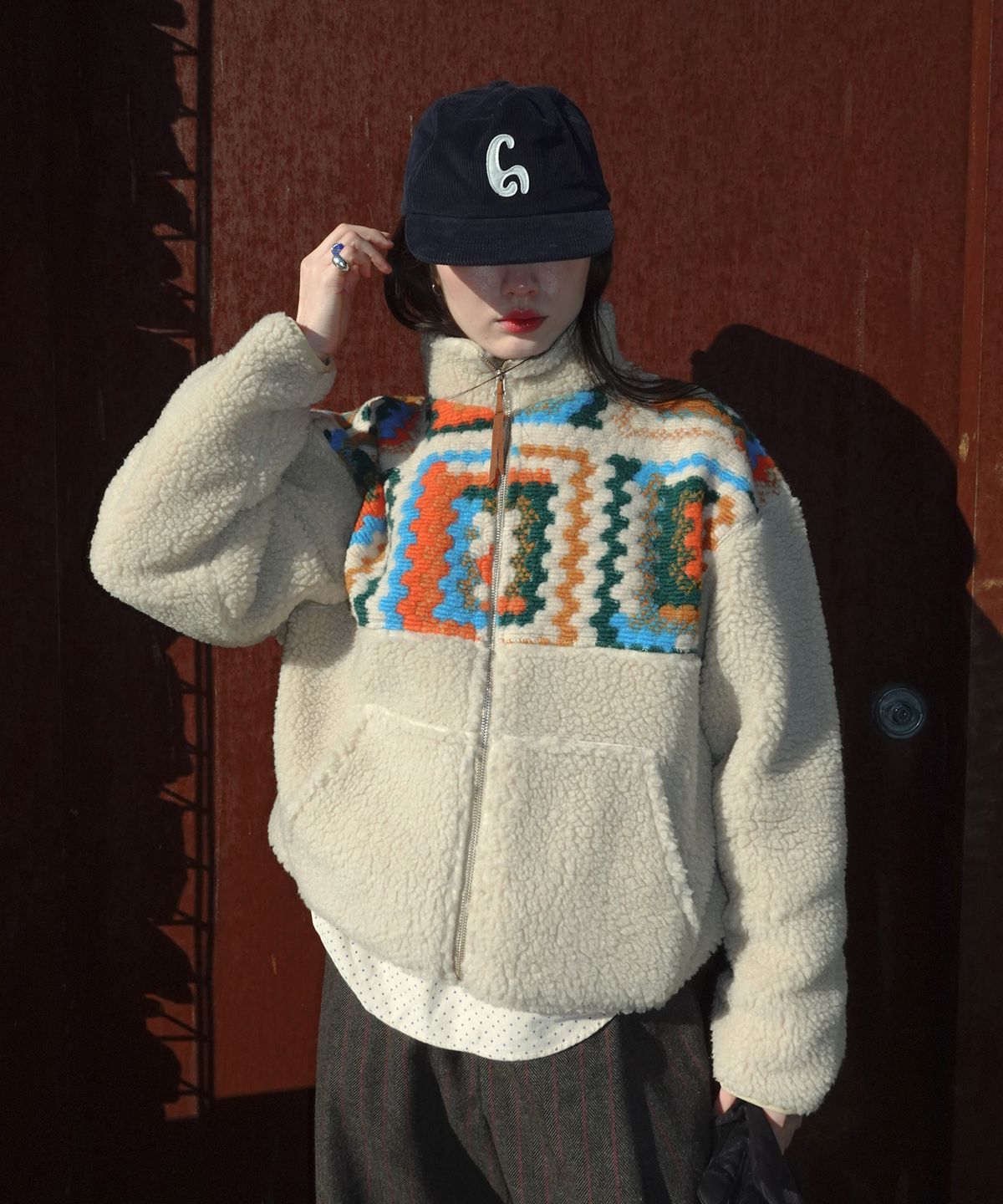 프리터(FRITUR) Crocher Fleece Jacket Beige_F263JP09