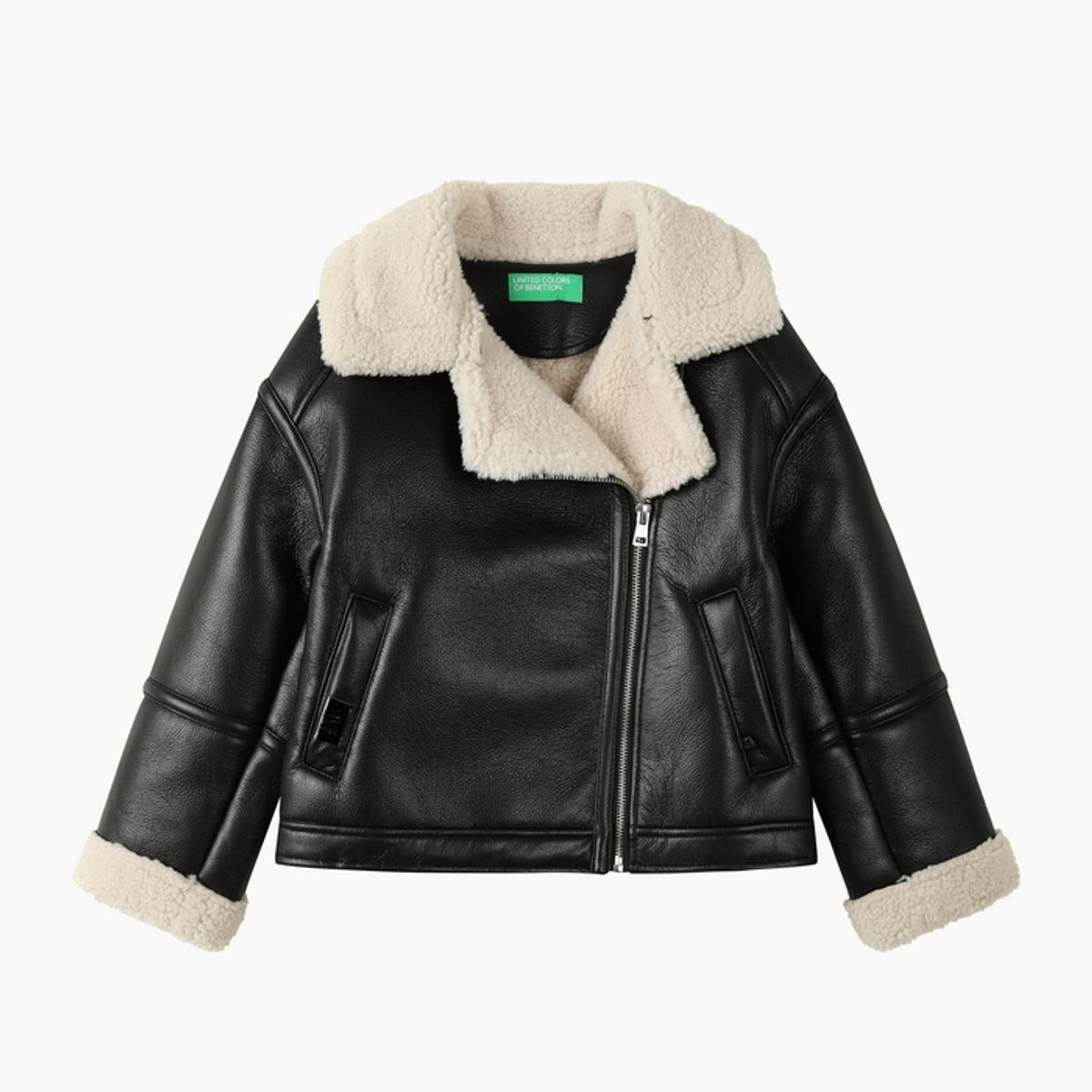 베네통키즈(BENETTONKIDS) 무스탕 라이더 자켓_QACT02661BK