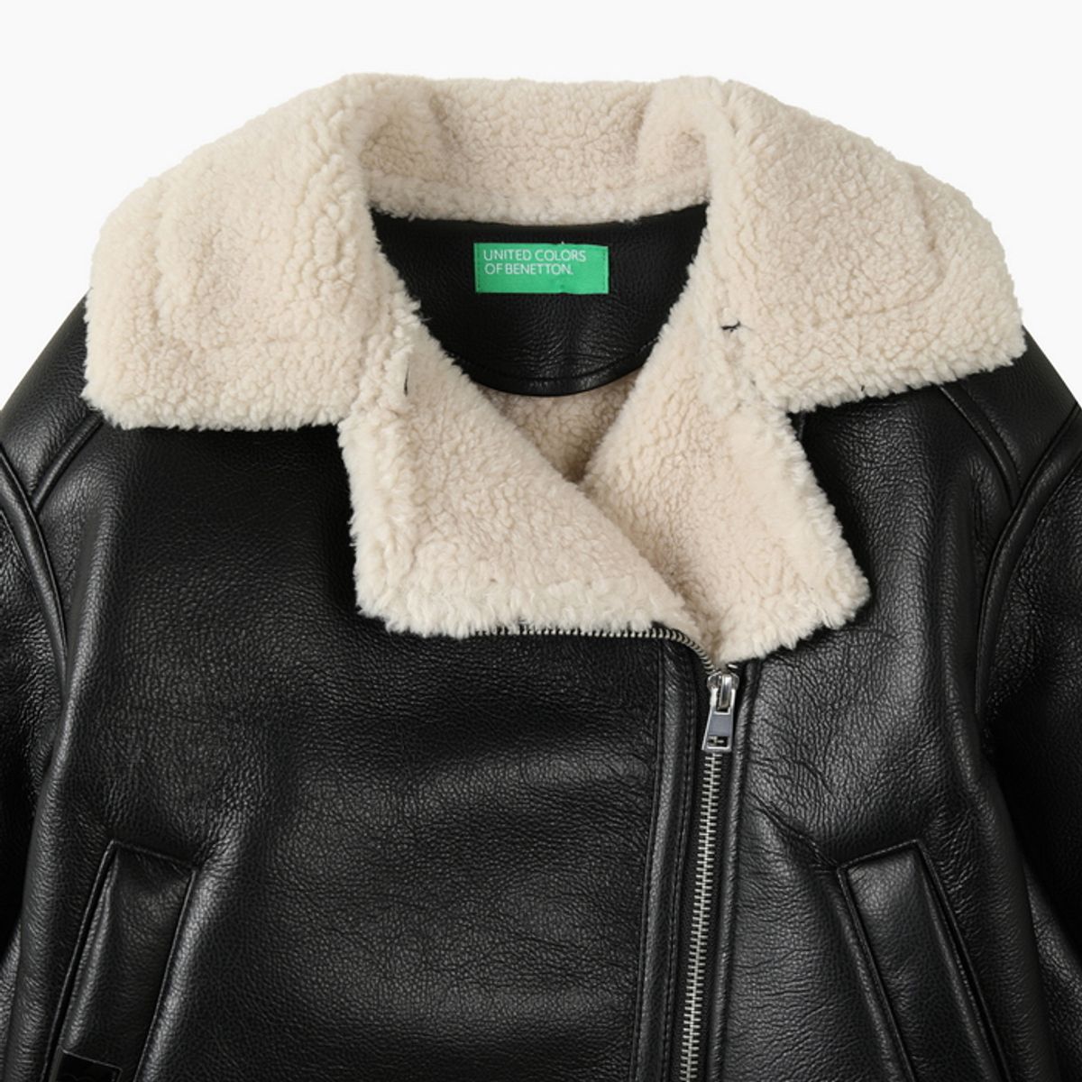 베네통키즈(BENETTONKIDS) 무스탕 라이더 자켓_QACT02661BK