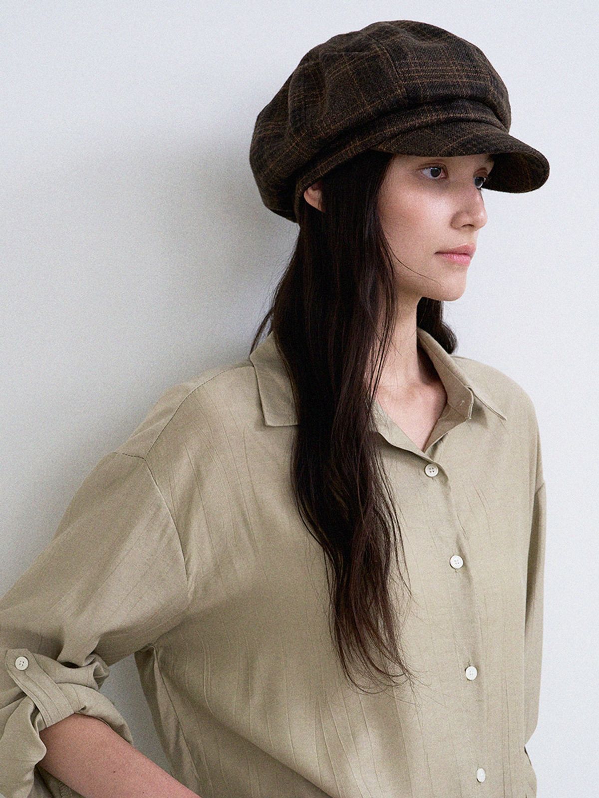 메르헨(MERCHEN) Check wool newsboy cap_3color