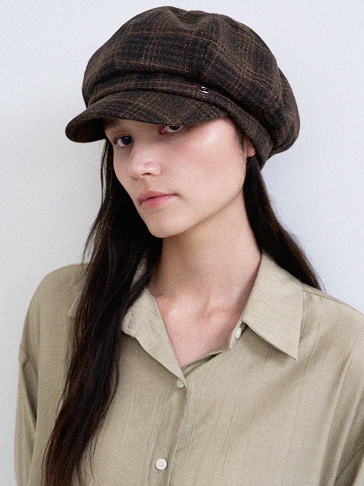 메르헨(MERCHEN) Check wool newsboy cap_3color