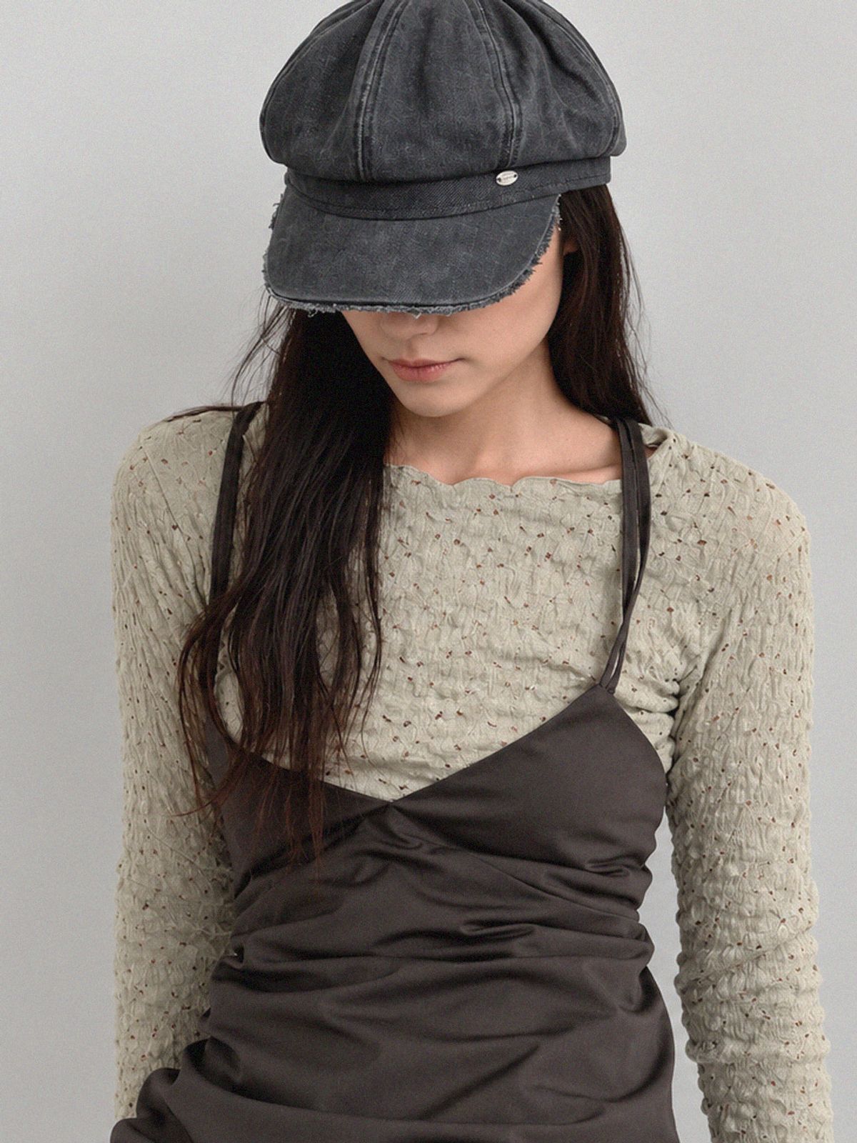 메르헨(MERCHEN) Denim washing newsboy cap_4colorlor