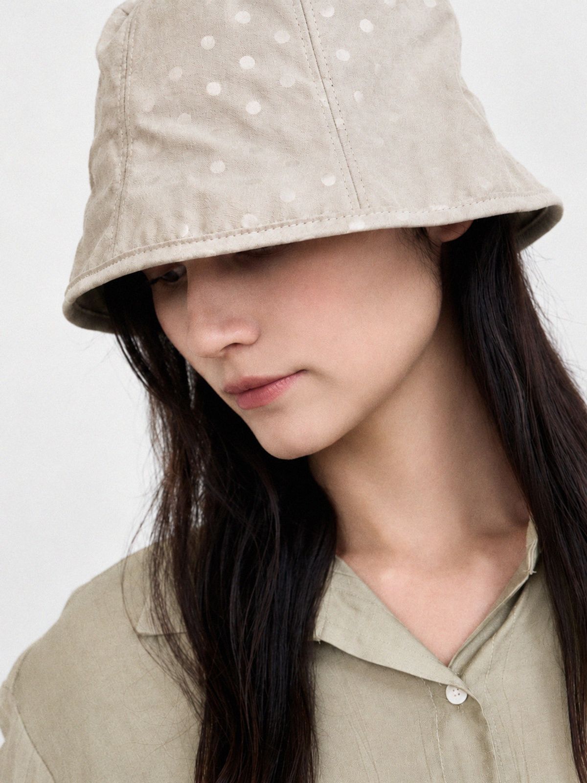메르헨(MERCHEN) Dot string bucket hat_3color