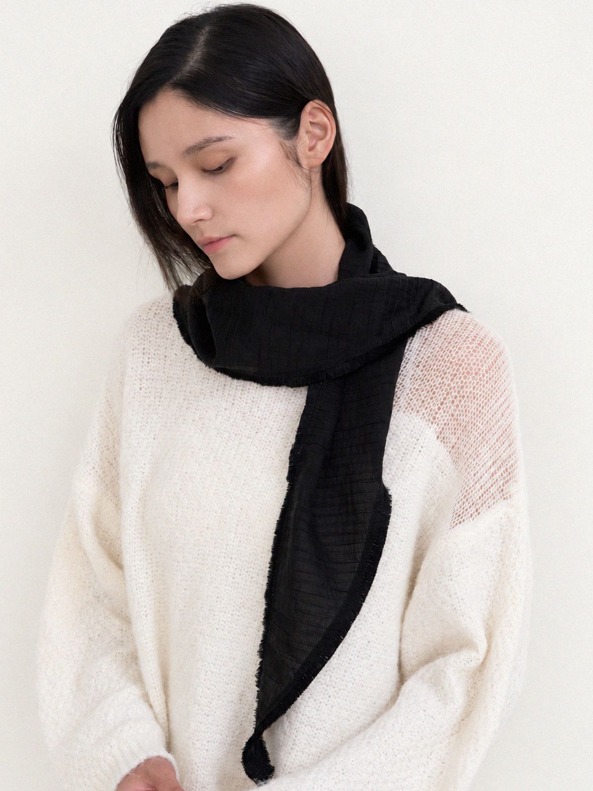 메르헨(MERCHEN) Fringe scarf_3color