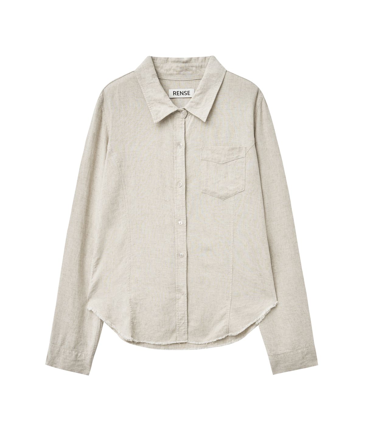 렌세(RENSE) Raw-Cut Washed Shirt Oatmeal