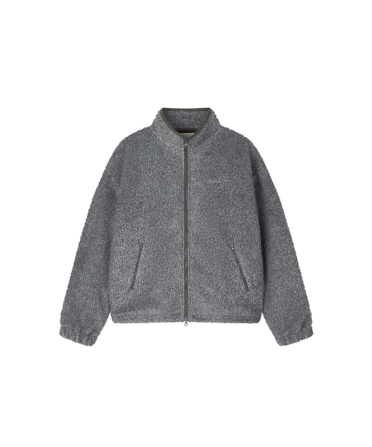 로타입(ROUGHTYPE) Wool Blend Boucle Fleece Zip-up - Gray